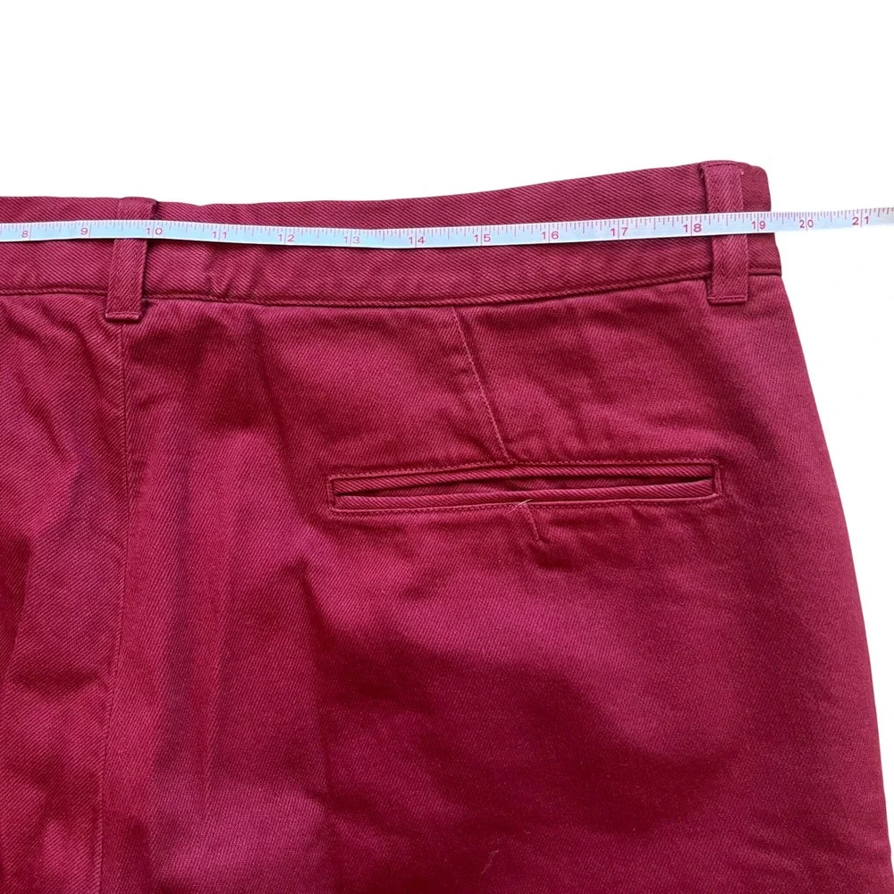OOBE Brand Classic Chino Shorts Men 38 Burgundy Red 100% Cotton Twill Flat Front